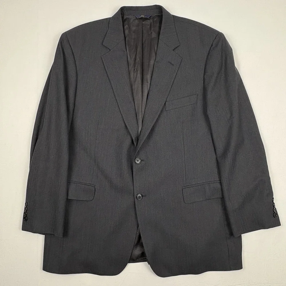 Brooks Brothers Sport Coat 46 Long 100% Lambswool Charcoal Herringbone